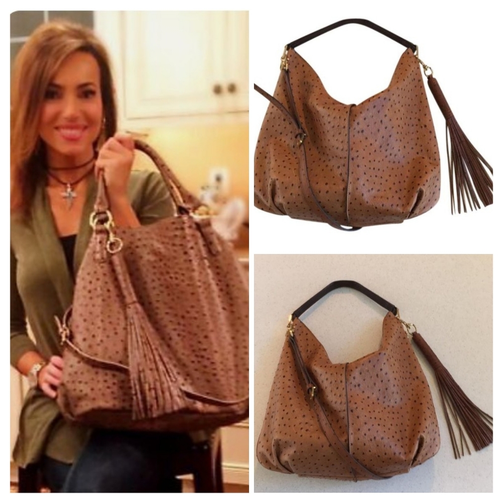 G.I.L.I. Milano Natural Ostrich Leather Hobo Bag